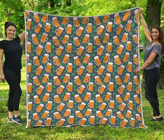 Clover And Beer St. Patrick's Day Print Quilt