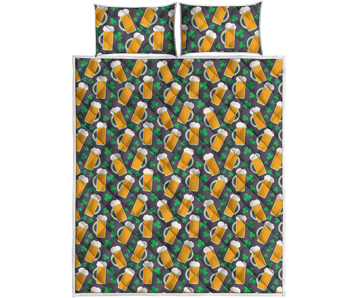 Clover And Beer St. Patrick's Day Print Quilt Bed Set