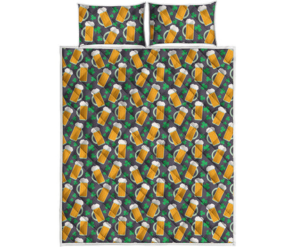 Clover And Beer St. Patrick's Day Print Quilt Bed Set