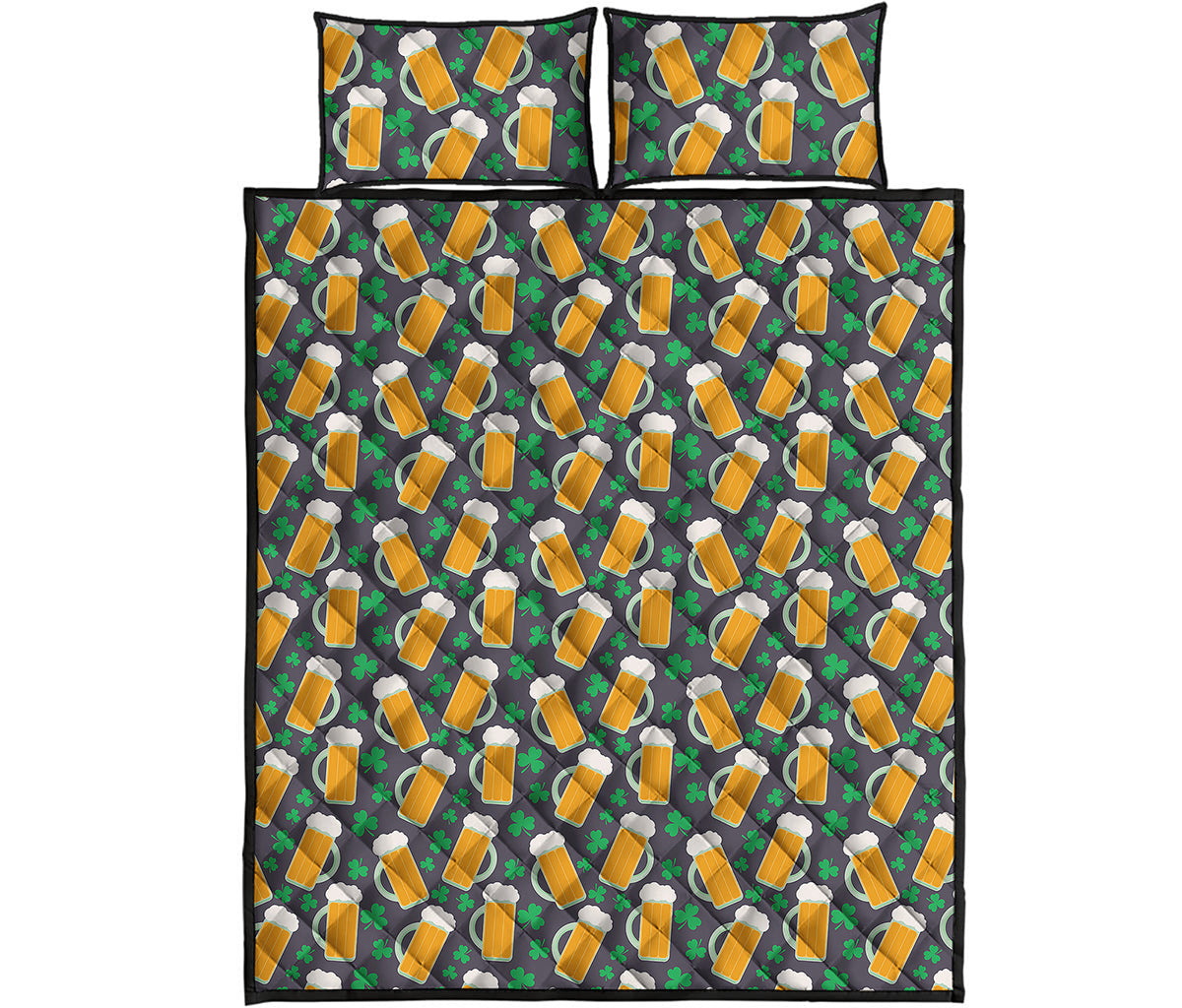 Clover And Beer St. Patrick's Day Print Quilt Bed Set