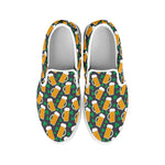 Clover And Beer St. Patrick's Day Print White Slip On Shoes