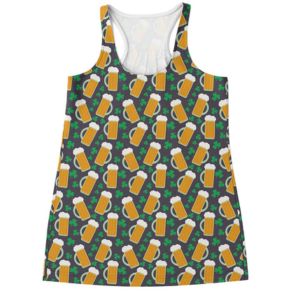 Clover And Beer St. Patrick's Day Print Women's Racerback Tank Top