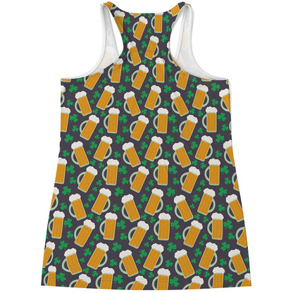 Clover And Beer St. Patrick's Day Print Women's Racerback Tank Top