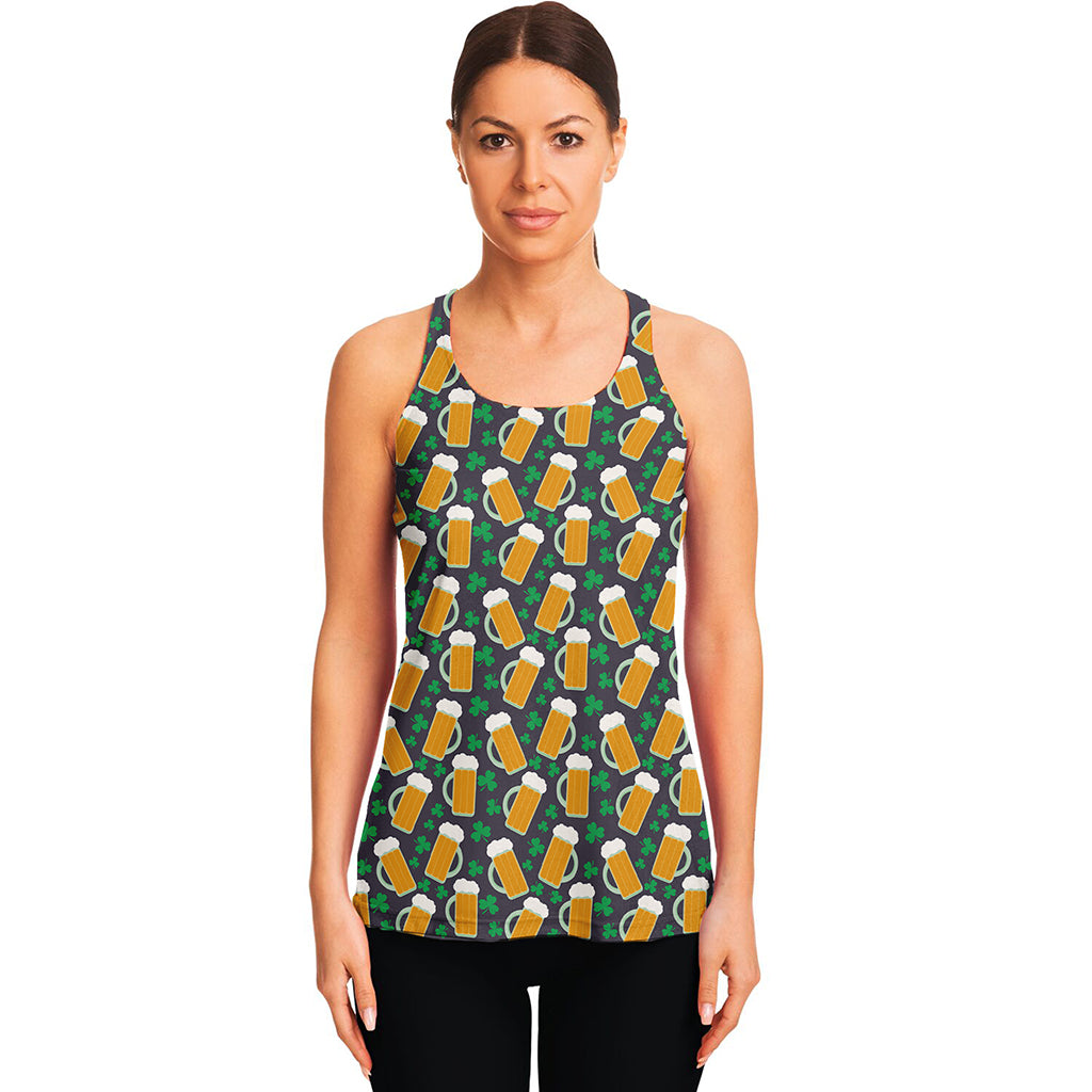 Clover And Beer St. Patrick's Day Print Women's Racerback Tank Top