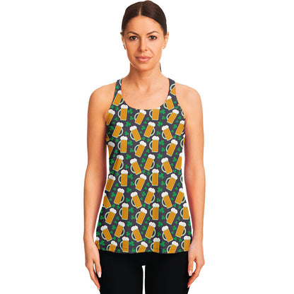 Clover And Beer St. Patrick's Day Print Women's Racerback Tank Top