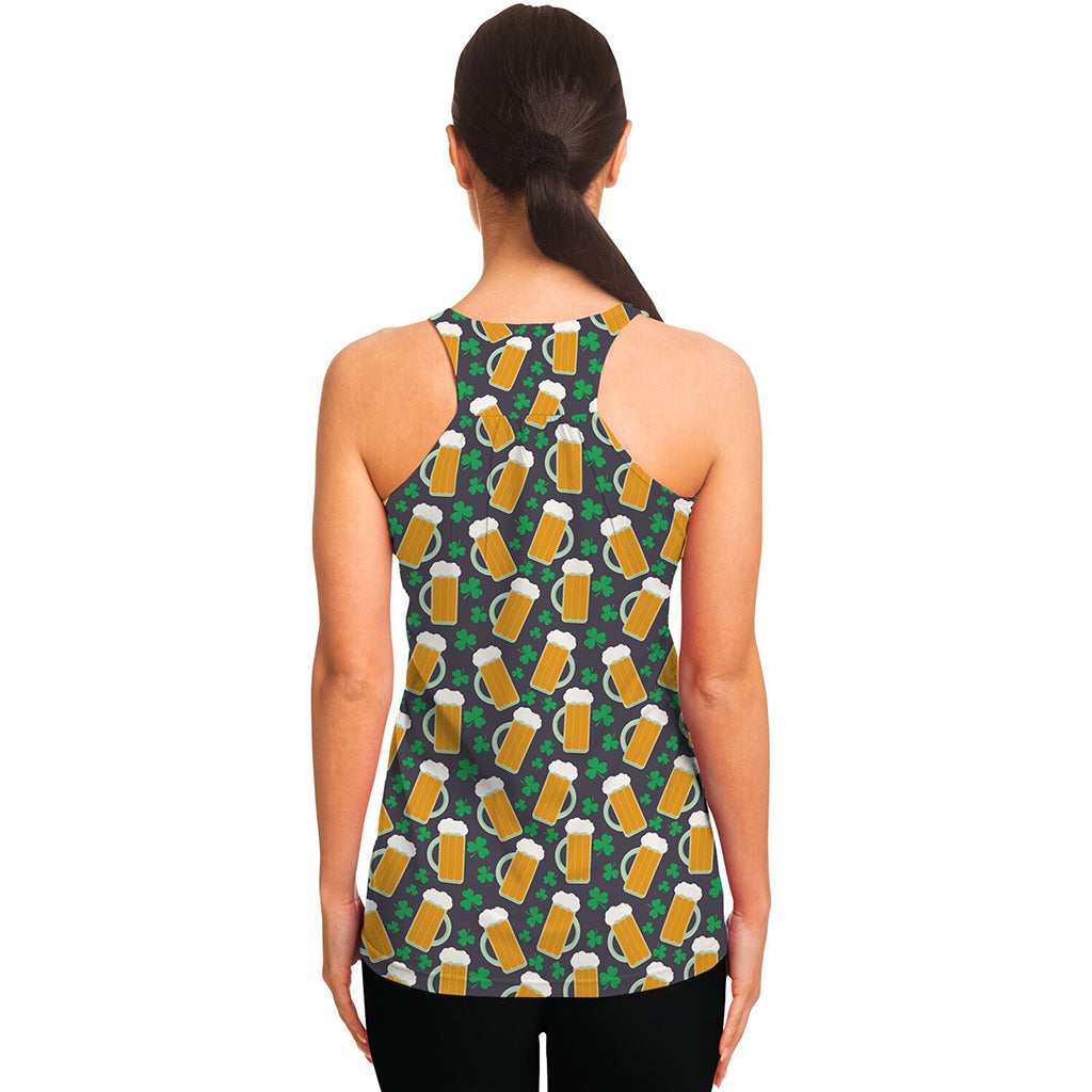 Clover And Beer St. Patrick's Day Print Women's Racerback Tank Top