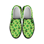 Clover And Hat St. Patrick's Day Print Black Slip On Shoes