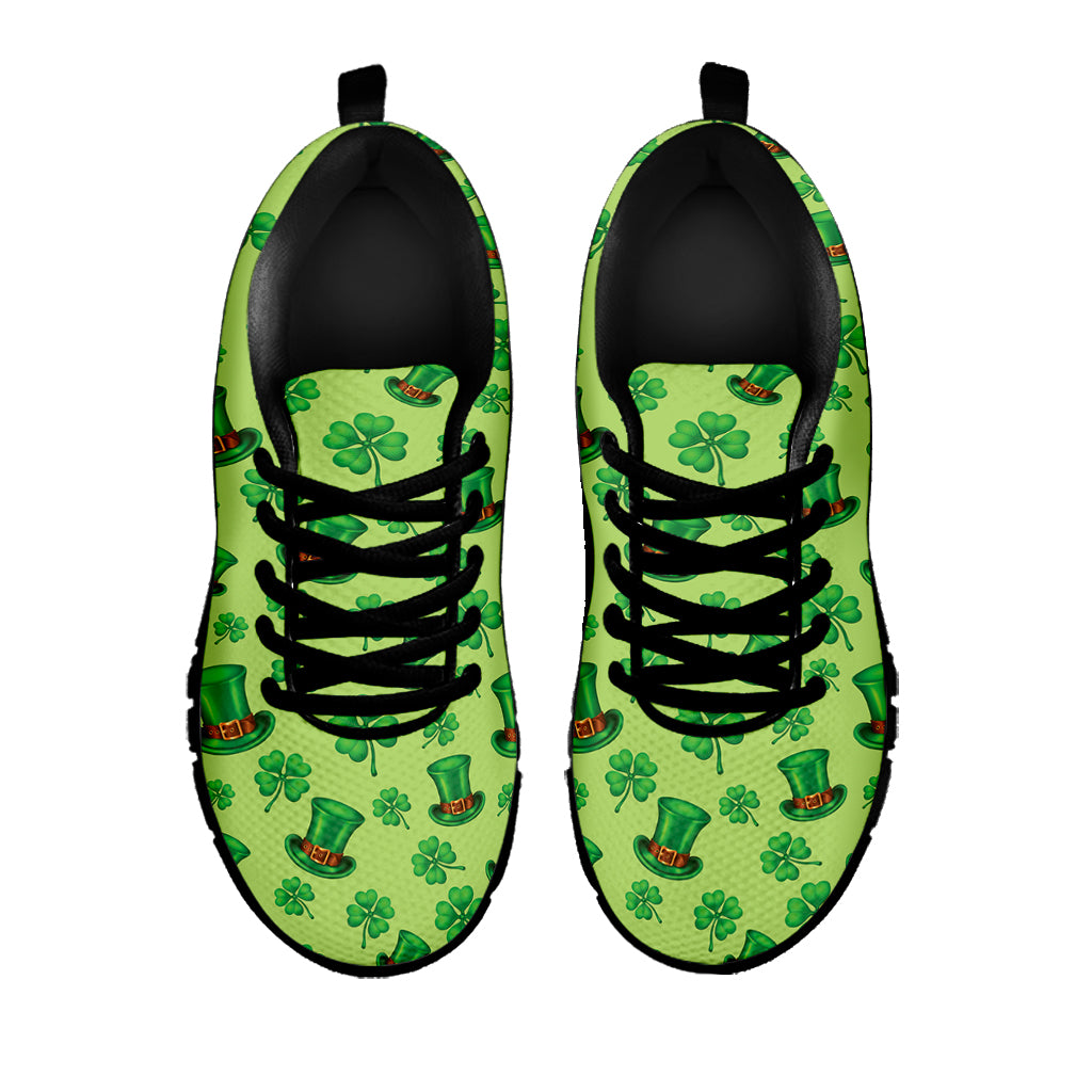 Clover And Hat St. Patrick's Day Print Black Sneakers