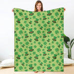 Clover And Hat St. Patrick's Day Print Blanket