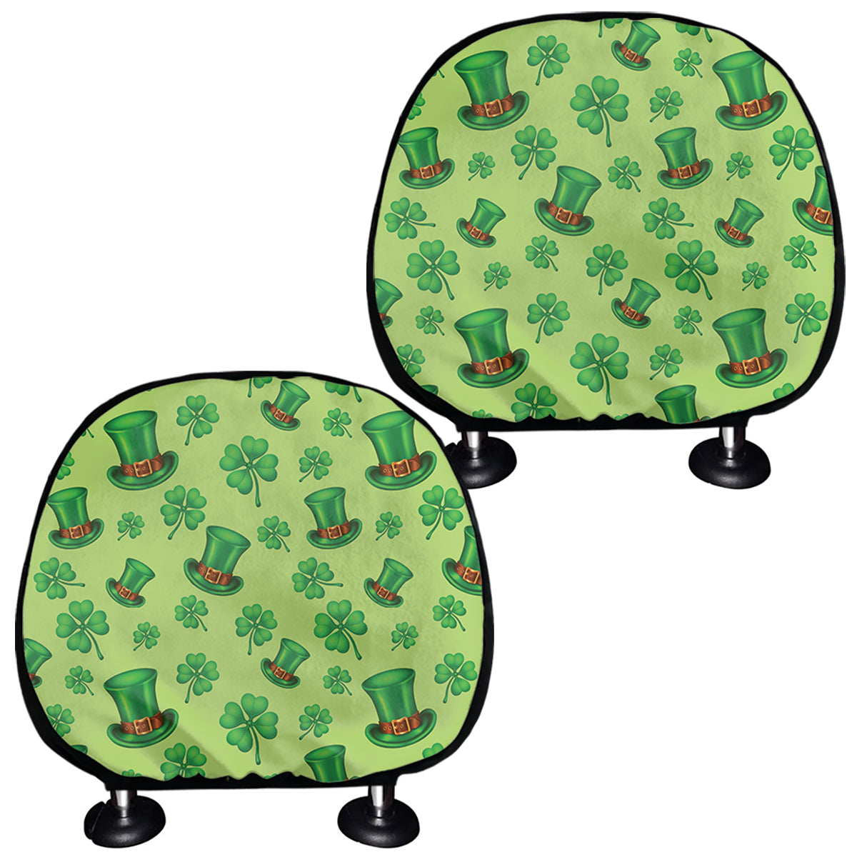 Clover And Hat St. Patrick's Day Print Car Headrest Covers