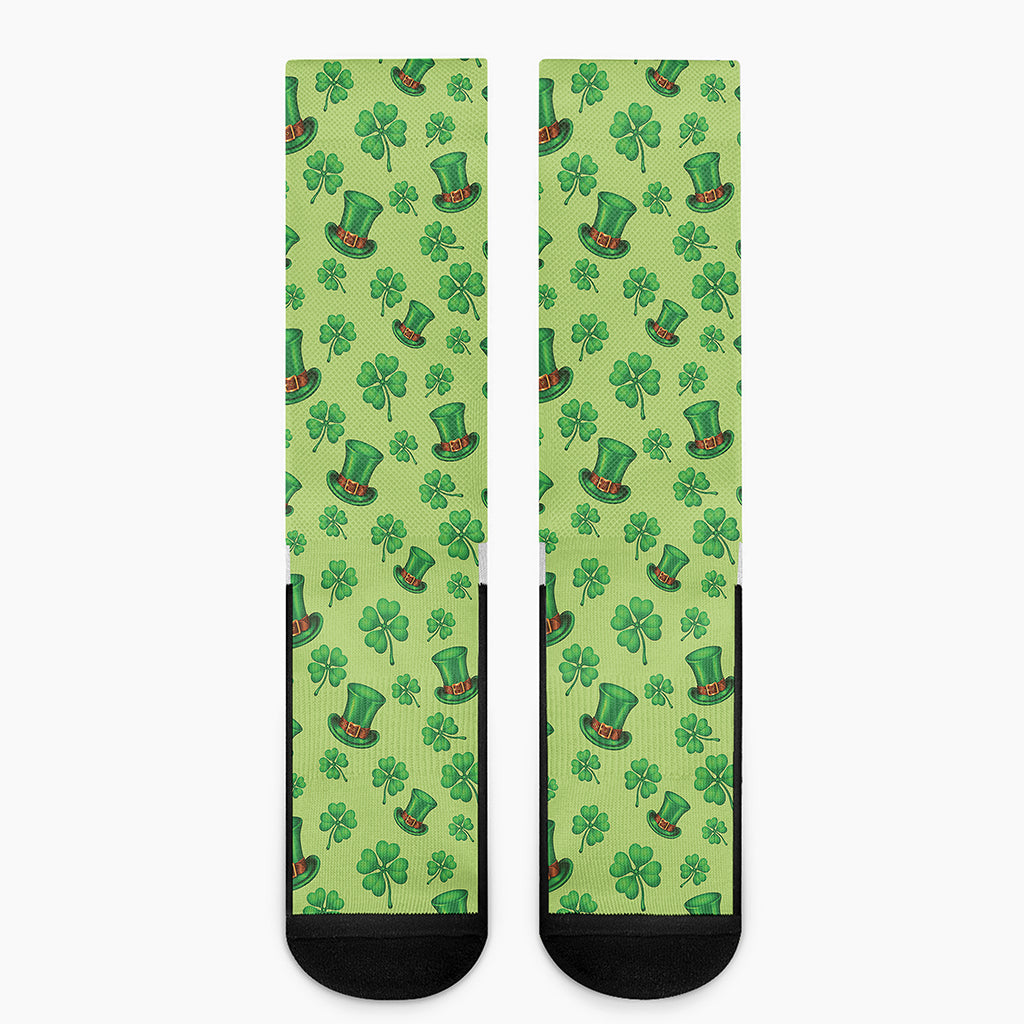 Clover And Hat St. Patrick's Day Print Crew Socks