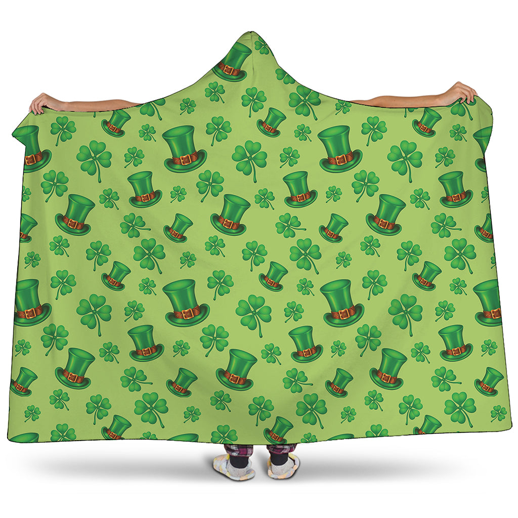 Clover And Hat St. Patrick's Day Print Hooded Blanket