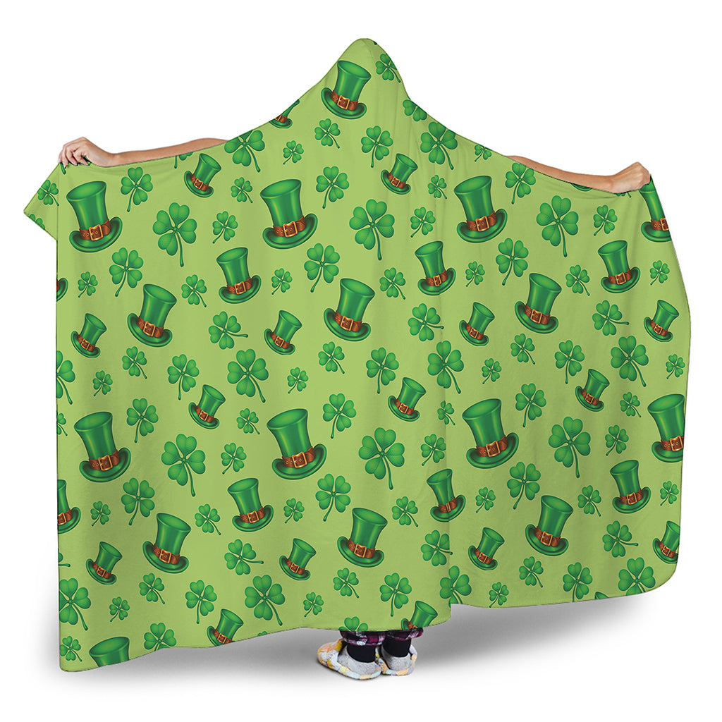Clover And Hat St. Patrick's Day Print Hooded Blanket