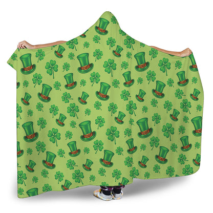 Clover And Hat St. Patrick's Day Print Hooded Blanket