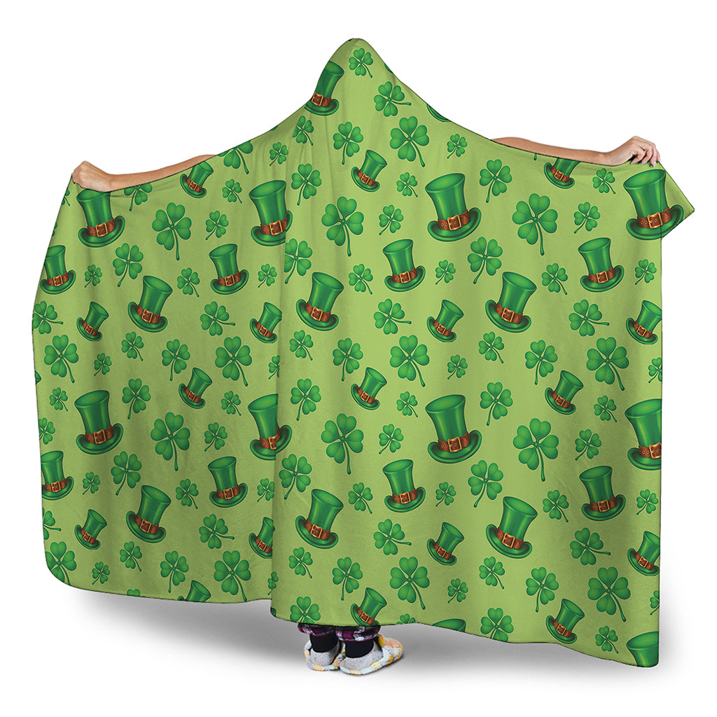Clover And Hat St. Patrick's Day Print Hooded Blanket