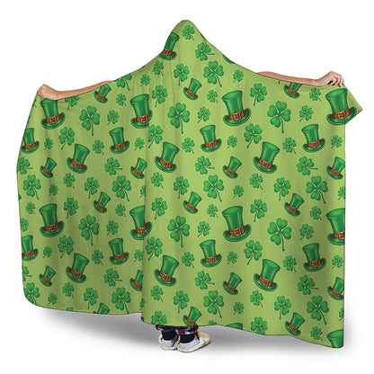 Clover And Hat St. Patrick's Day Print Hooded Blanket