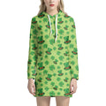 Clover And Hat St. Patrick's Day Print Pullover Hoodie Dress