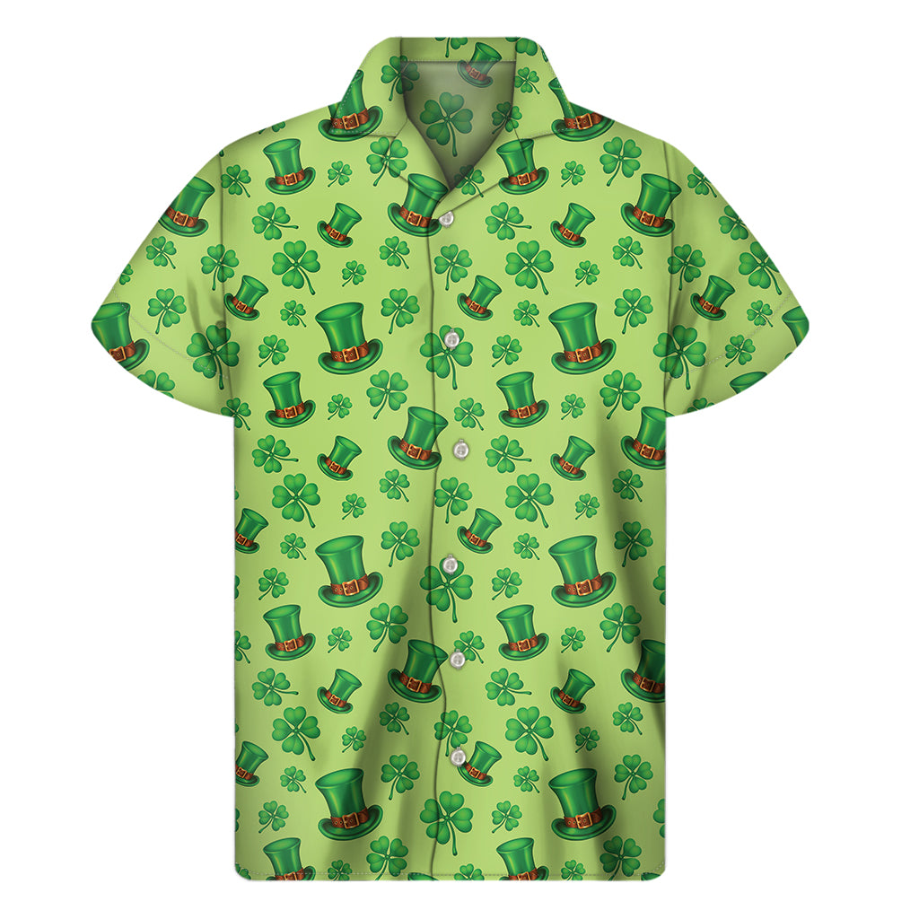 Clover And Hat St. Patrick's Day Print Men's Short Sleeve Shirt