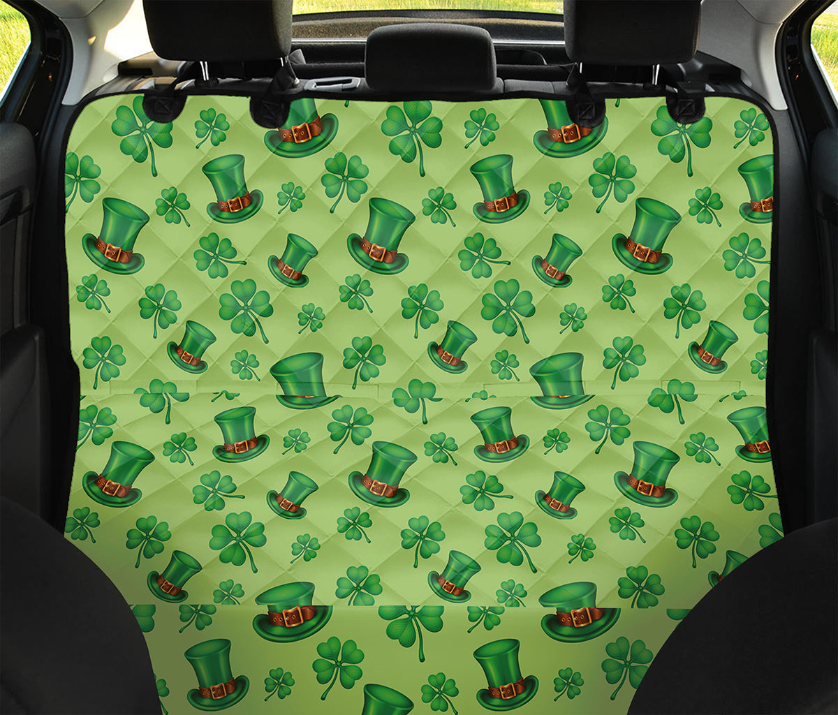 Clover And Hat St. Patrick's Day Print Pet Car Back Seat Cover