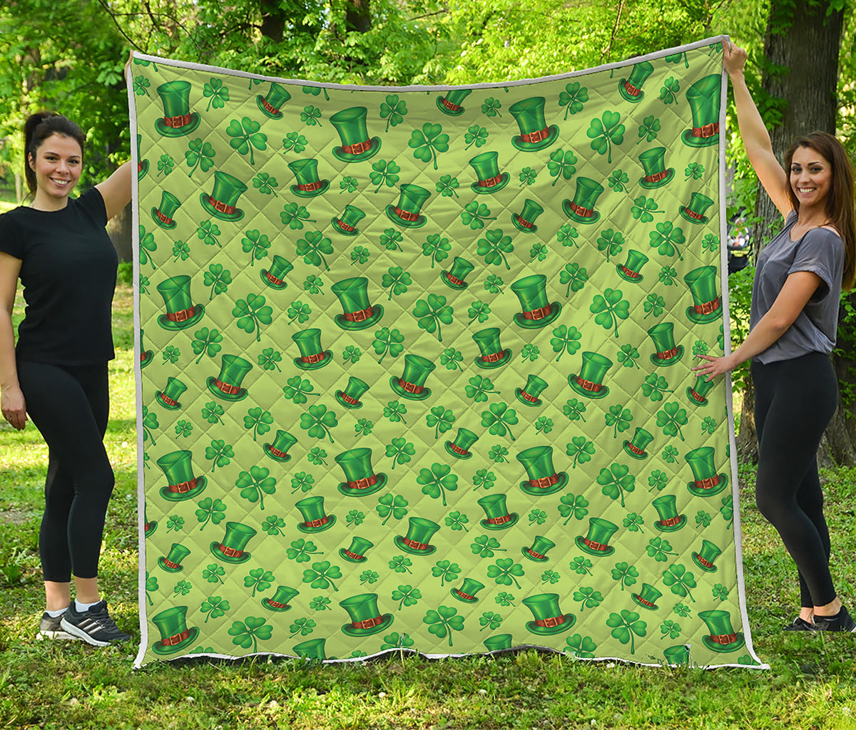 Clover And Hat St. Patrick's Day Print Quilt