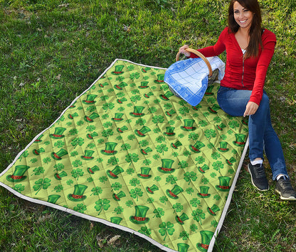 Clover And Hat St. Patrick's Day Print Quilt