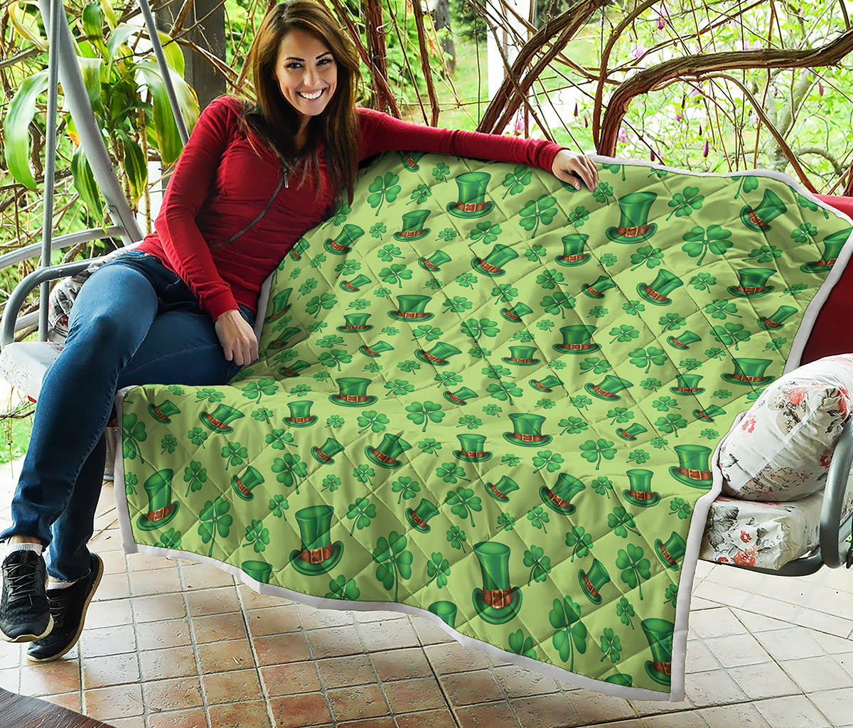Clover And Hat St. Patrick's Day Print Quilt