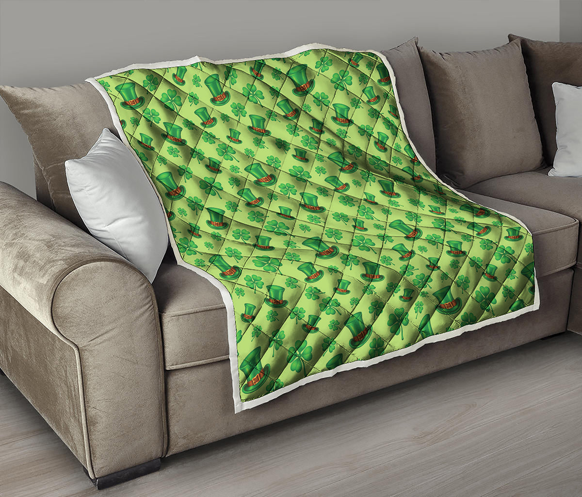 Clover And Hat St. Patrick's Day Print Quilt
