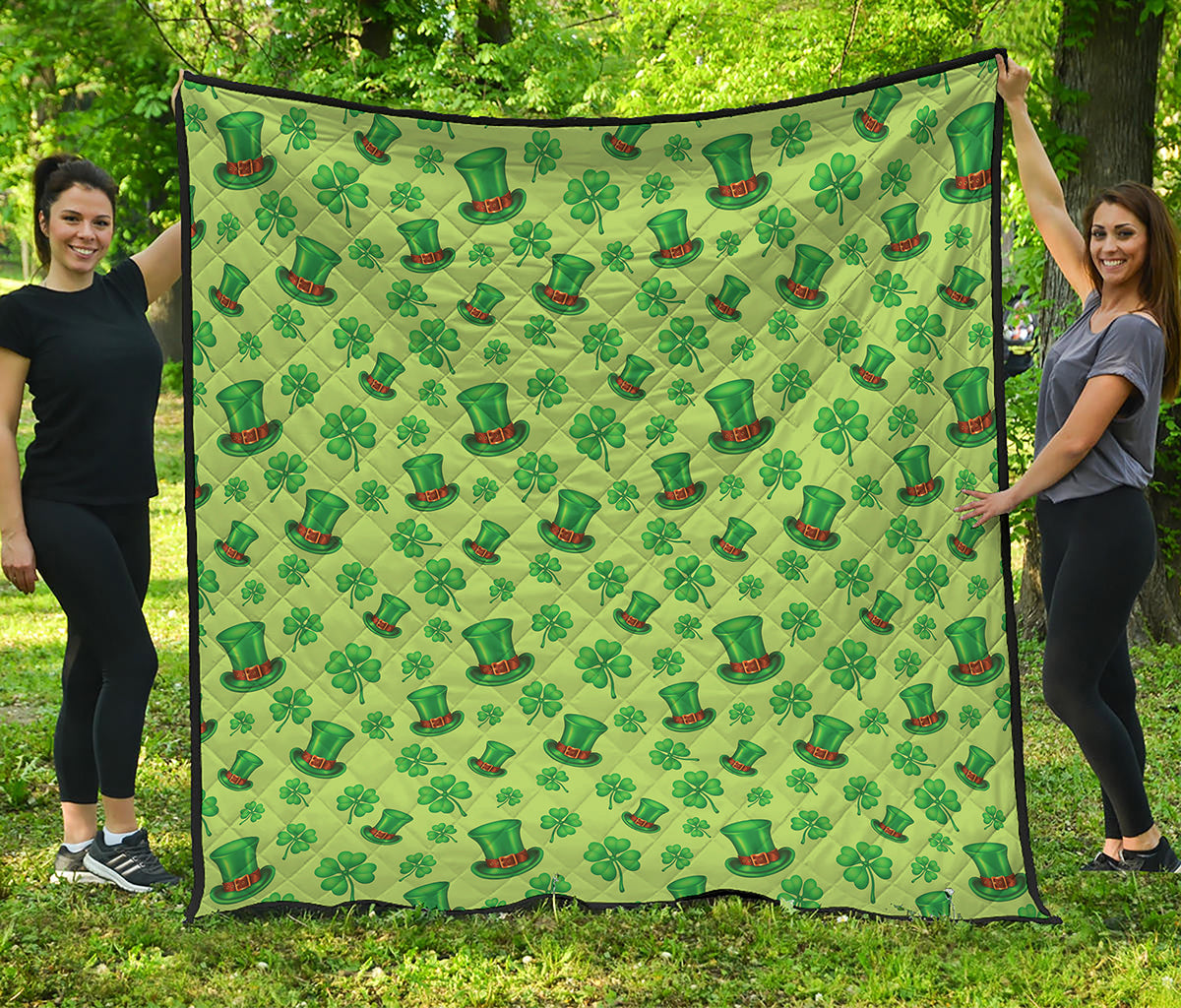 Clover And Hat St. Patrick's Day Print Quilt