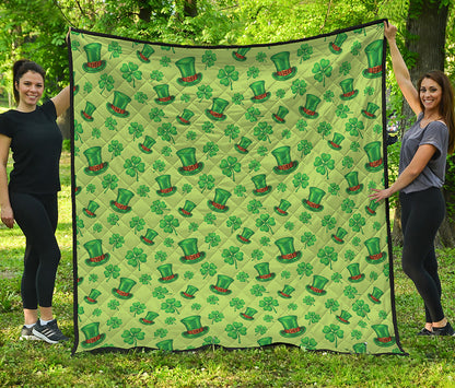 Clover And Hat St. Patrick's Day Print Quilt