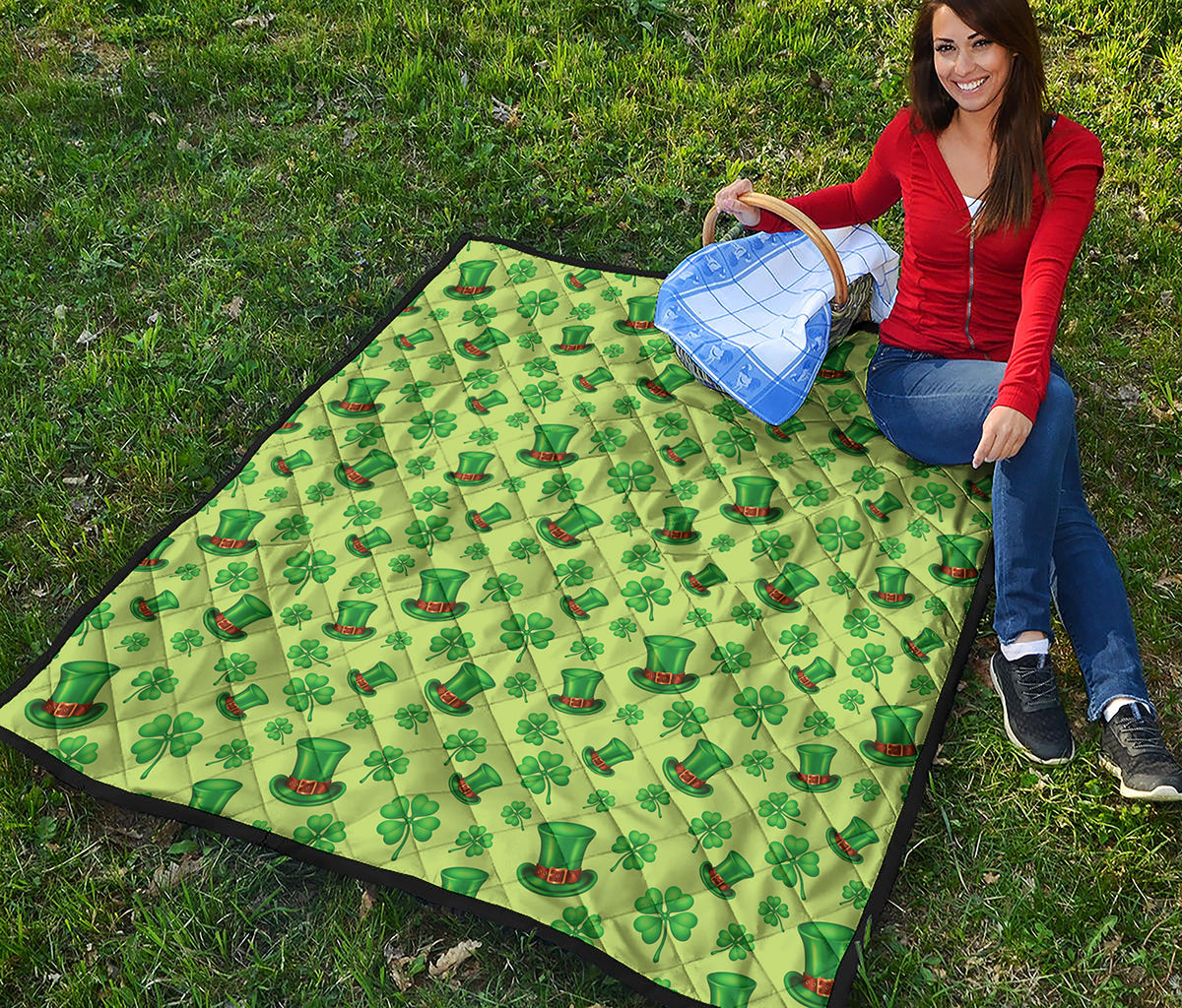 Clover And Hat St. Patrick's Day Print Quilt