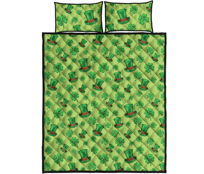Clover And Hat St. Patrick's Day Print Quilt Bed Set