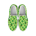 Clover And Hat St. Patrick's Day Print White Slip On Shoes