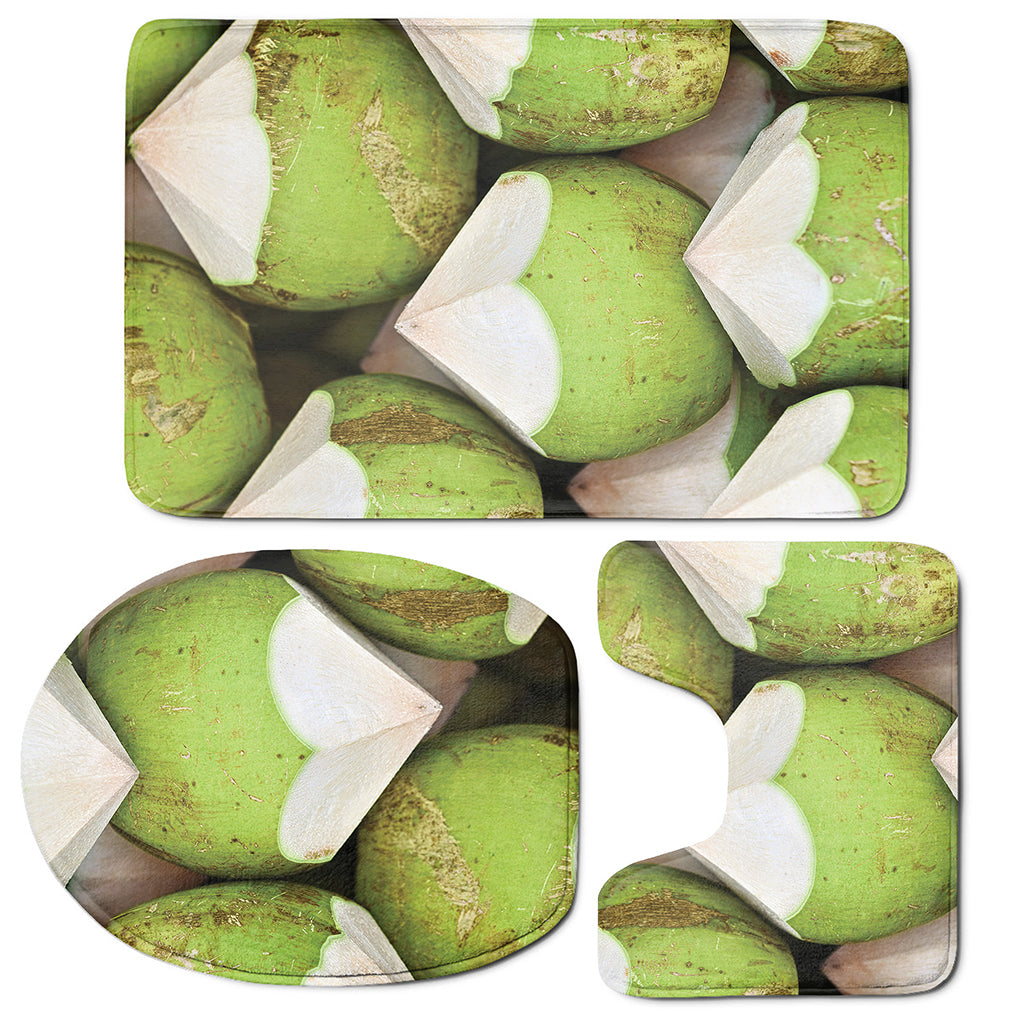 Coconut 3D Print 3 Piece Bath Mat Set