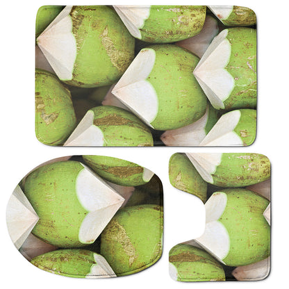 Coconut 3D Print 3 Piece Bath Mat Set