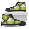 Coconut 3D Print Black High Top Shoes