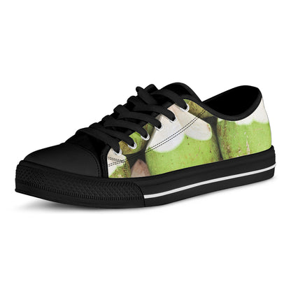Coconut 3D Print Black Low Top Shoes