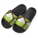 Coconut 3D Print Black Slide Sandals