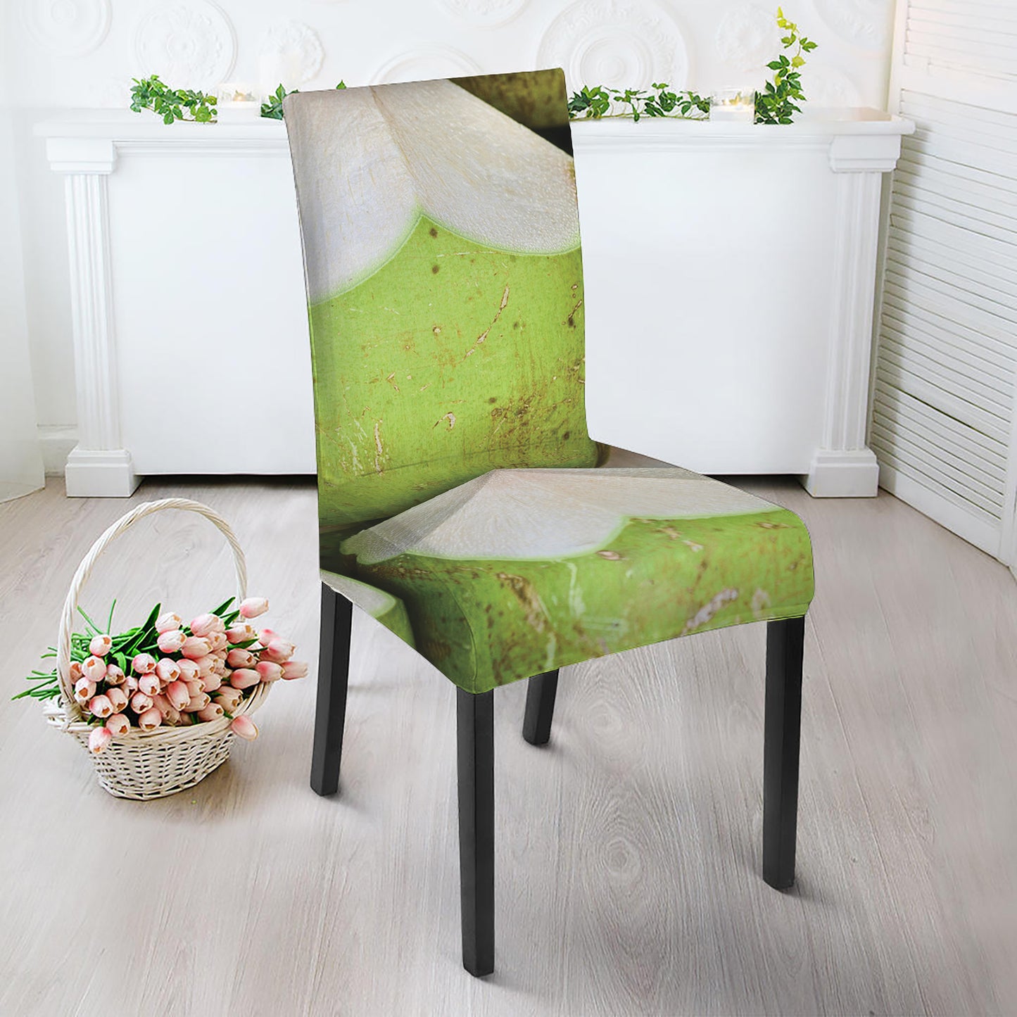 Coconut 3D Print Dining Chair Slipcover