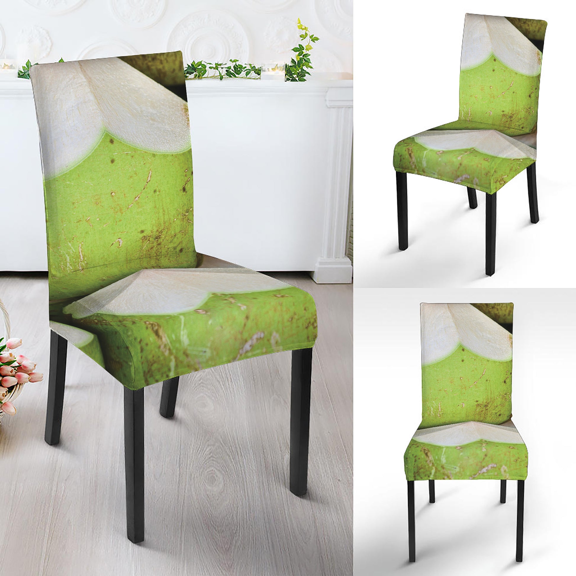 Coconut 3D Print Dining Chair Slipcover