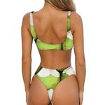 Coconut 3D Print Front Bow Tie Bikini