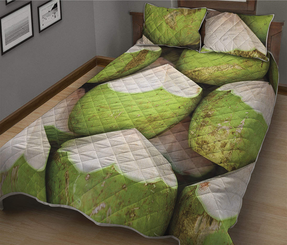 Coconut 3D Print Quilt Bed Set