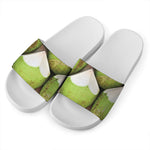 Coconut 3D Print White Slide Sandals