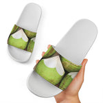 Coconut 3D Print White Slide Sandals