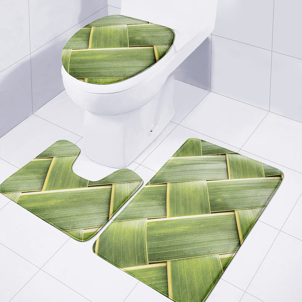 Coconut Leaf Print 3 Piece Bath Mat Set