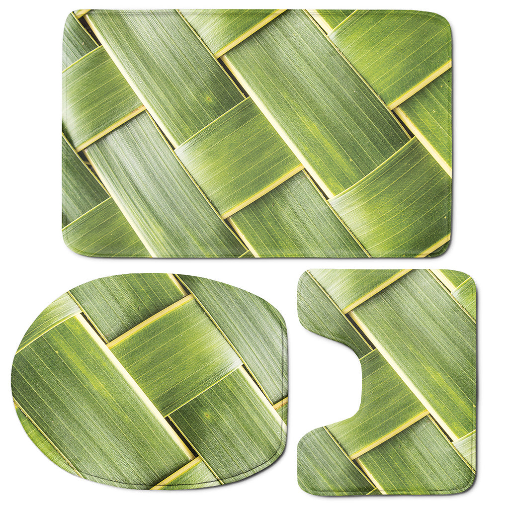 Coconut Leaf Print 3 Piece Bath Mat Set