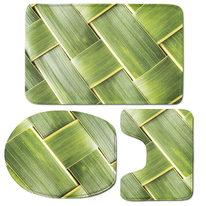 Coconut Leaf Print 3 Piece Bath Mat Set