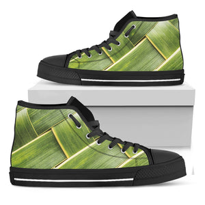 Coconut Leaf Print Black High Top Shoes