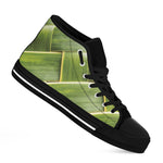 Coconut Leaf Print Black High Top Shoes