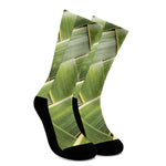 Coconut Leaf Print Crew Socks