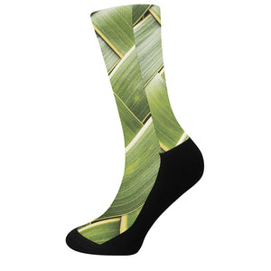 Coconut Leaf Print Crew Socks